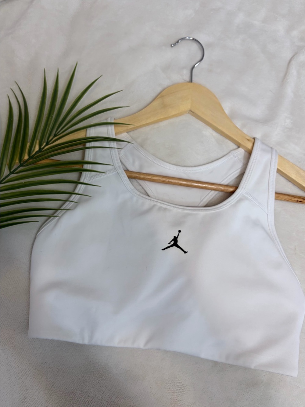 Nike White Racerback Sports Bra with Jumpman Accent